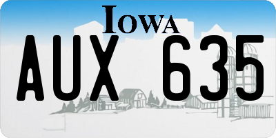 IA license plate AUX635