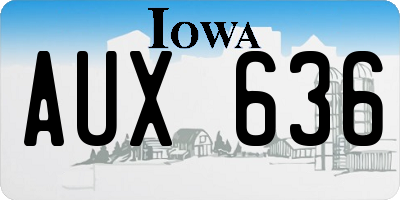 IA license plate AUX636