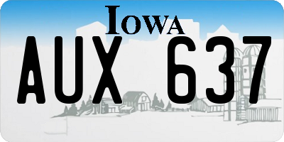 IA license plate AUX637