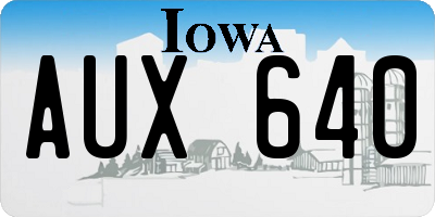 IA license plate AUX640