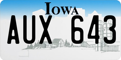 IA license plate AUX643