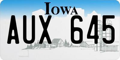 IA license plate AUX645