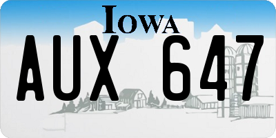 IA license plate AUX647