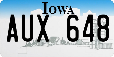 IA license plate AUX648