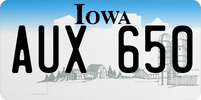 IA license plate AUX650