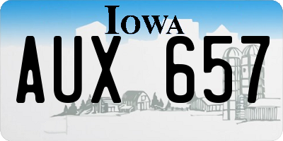 IA license plate AUX657