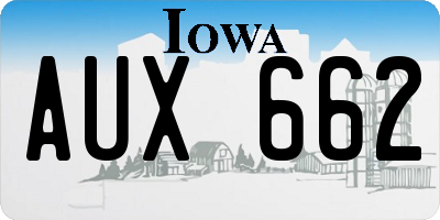 IA license plate AUX662
