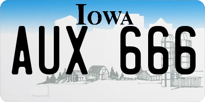 IA license plate AUX666
