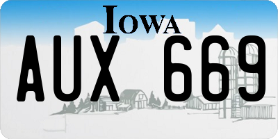 IA license plate AUX669
