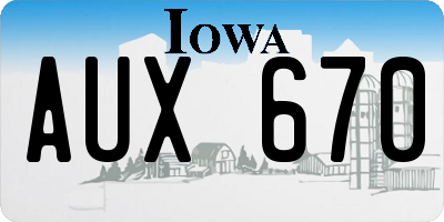 IA license plate AUX670