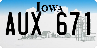 IA license plate AUX671