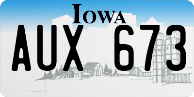 IA license plate AUX673