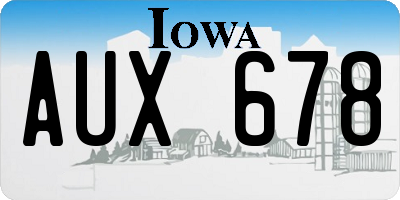 IA license plate AUX678