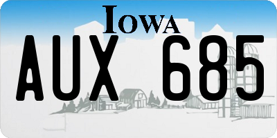 IA license plate AUX685