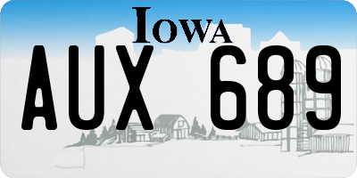IA license plate AUX689