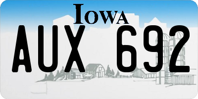 IA license plate AUX692