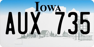 IA license plate AUX735