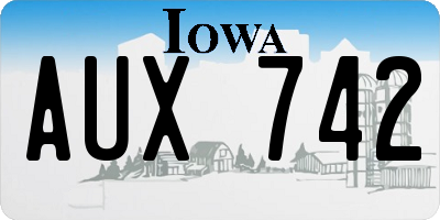 IA license plate AUX742