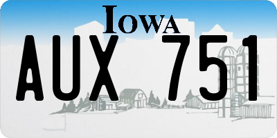 IA license plate AUX751