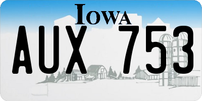 IA license plate AUX753