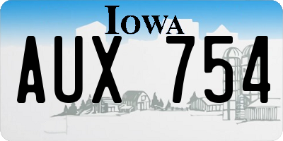 IA license plate AUX754