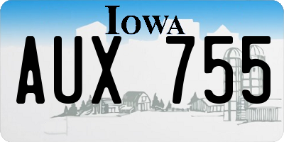 IA license plate AUX755