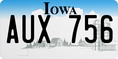 IA license plate AUX756