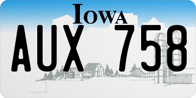 IA license plate AUX758