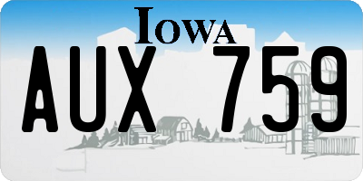 IA license plate AUX759