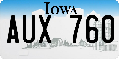 IA license plate AUX760