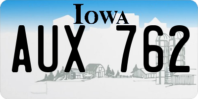 IA license plate AUX762