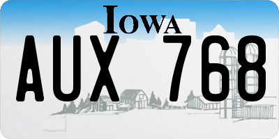 IA license plate AUX768