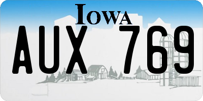 IA license plate AUX769