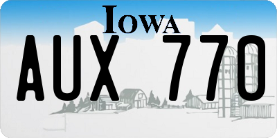 IA license plate AUX770