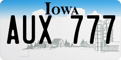 IA license plate AUX777