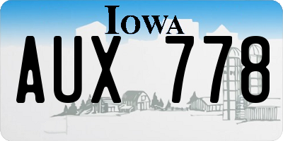 IA license plate AUX778