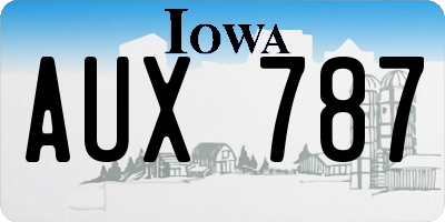 IA license plate AUX787
