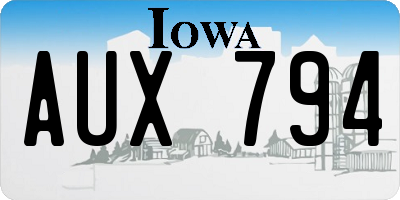 IA license plate AUX794