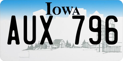 IA license plate AUX796