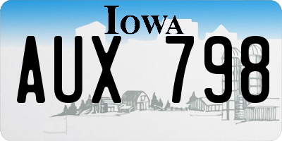 IA license plate AUX798