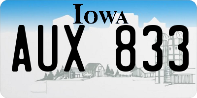 IA license plate AUX833