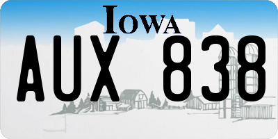 IA license plate AUX838