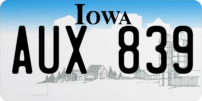 IA license plate AUX839
