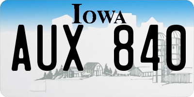 IA license plate AUX840