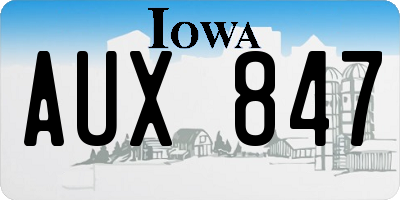 IA license plate AUX847