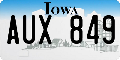 IA license plate AUX849