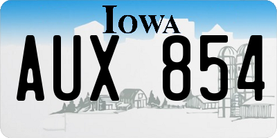 IA license plate AUX854