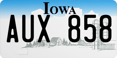 IA license plate AUX858