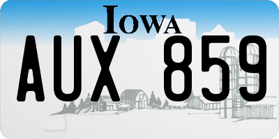 IA license plate AUX859