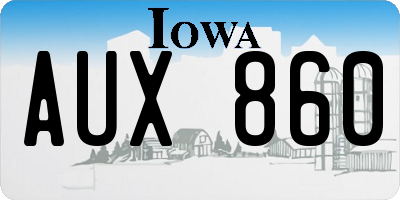 IA license plate AUX860
